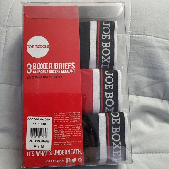 Joe Boxer 3 Boxer Briefs - Red M/M (32-34) - Picture 2 of 3